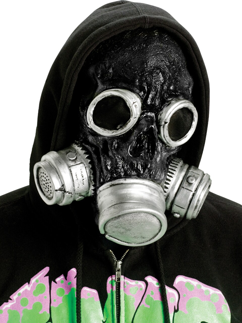 Adult Silver And Black Zombie Gas Mask Gasmask Halloween Costume Accessory